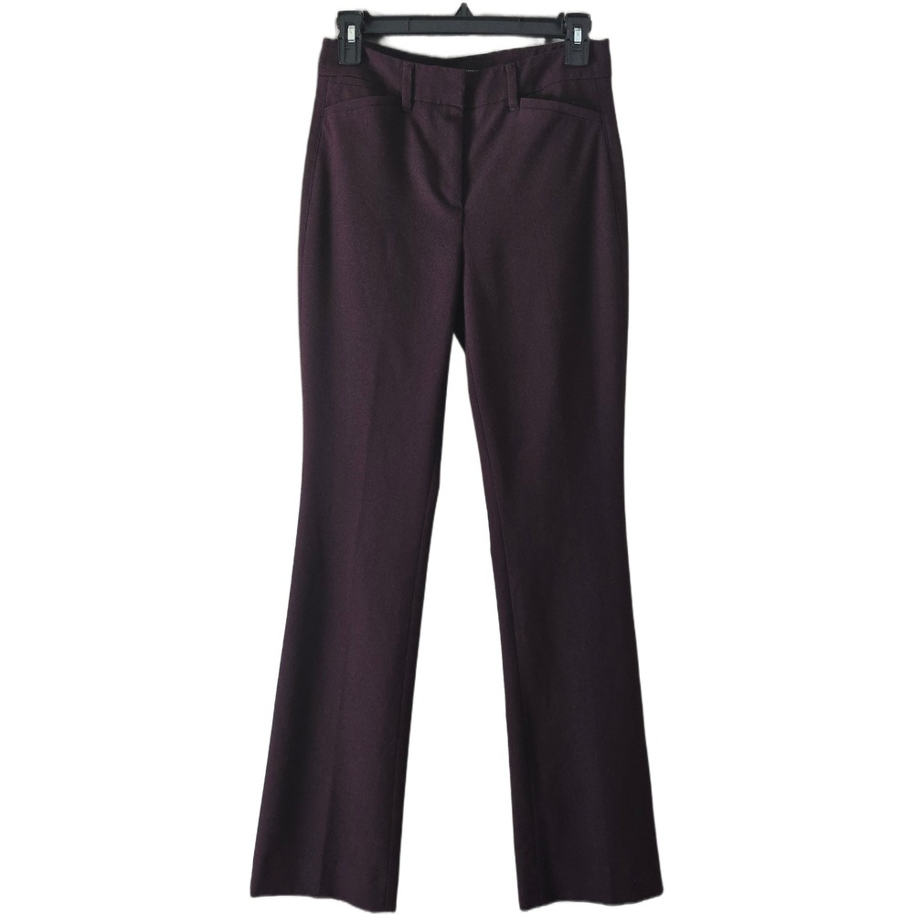 White House Black Market Ines Bootleg Pants Burgundy Plum Dress Trousers Size 0